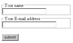 [A presentation where the input fields appear in boxes of a special kind with the legends as headings over the top borders of the boxes.]