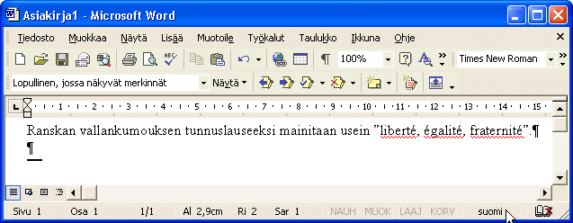 (Kuva, jossa on sekä suomea että ranskaa ja ranskankielinen osuus näkyy alleviivattuna punaisella aaltoviivalla.)